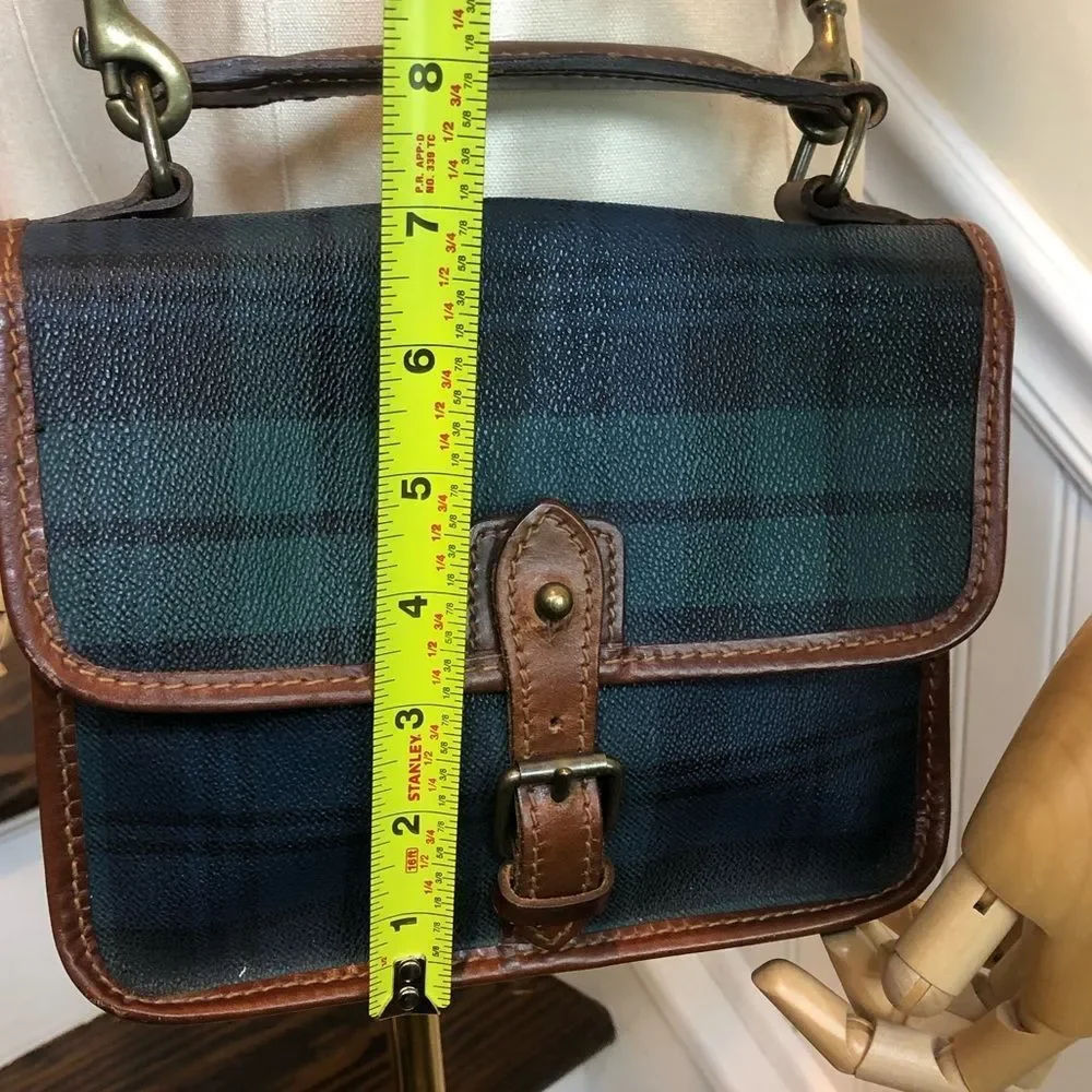 RALPH LAUREN Black Watch Plaid Messenger Shoulder Bag Vintage